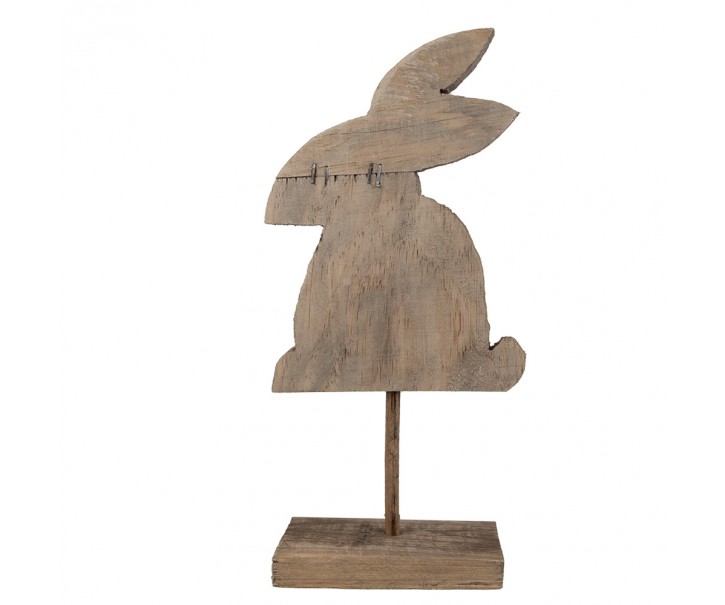 Hnědá antik dřevěná dekorace králík na podstavci - 14*8*30 cm Clayre & Eef