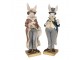 Dekorace králík ve zdobném kabátě a hodinkami - 10*8*30 cm Clayre & Eef