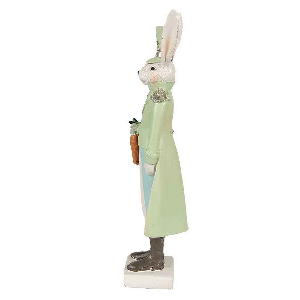 Dekorace zajíc v zelené uniformě a mrkví - 7*6*23 cm Clayre & Eef Dekorace zajíc v zelené uniformě a mrkví - 7*6*23 cm Clayre & Eef