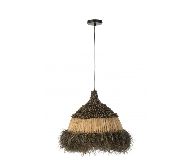 Závěsné černopřírodní ratanové světlo Raffia S - Ø 50*65 cm/ E27 J-Line by Jolipa