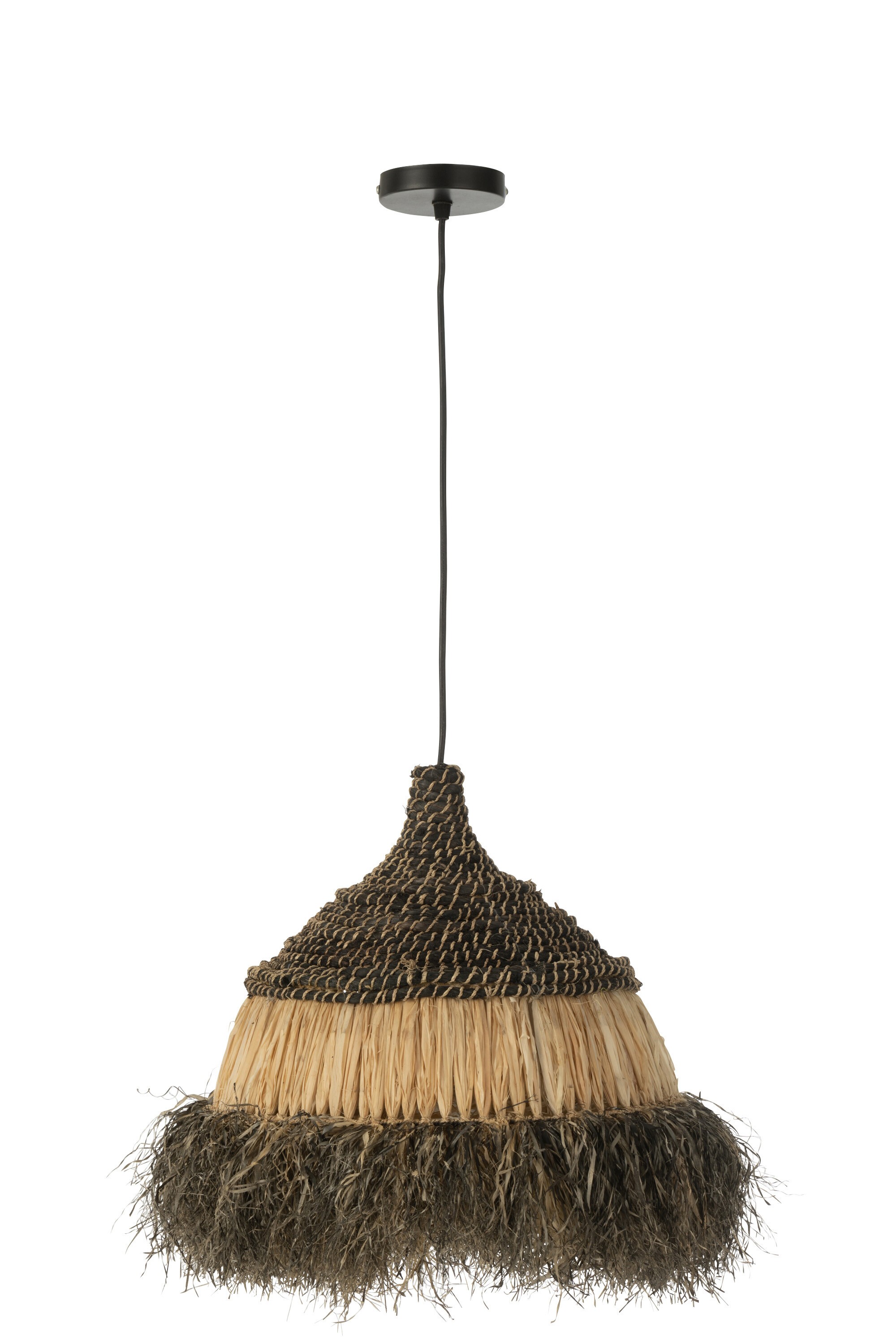 Závěsné černopřírodní ratanové světlo Raffia S - Ø 50*65 cm/ E27
