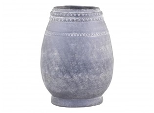 Šedá antik terakotová váza se vzorem Cholet M - Ø 19*25 cm