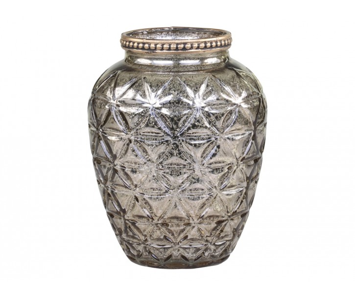 Champagne antik skleněná dekorační váza / svícen Viria - Ø 8*10 cm Chic Antique