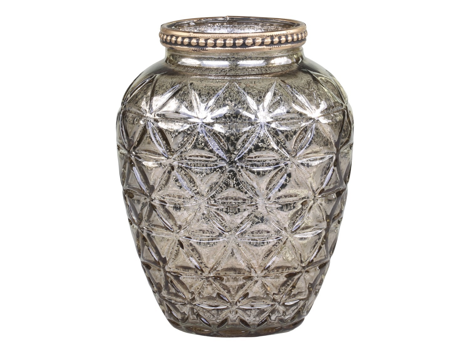 Champagne antik skleněná dekorační váza / svícen Viria - Ø 8*10 cm Chic Antique Champagne antik skleněná dekorační váza / svícen Viria - Ø 8*10 cm Chic Antique