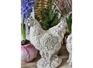 Béžová antik dekorace slepice - 21*12*26 cm