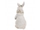 Bílá antik dekorace králík s květy kolem krku - 12*9*20 cm Clayre & Eef