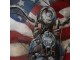 3D hnědo-modrý kovový obraz s motorkou Iron Motor - 80*6*120 cm Clayre & Eef