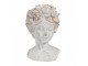 Šedý antik cementový květináč hlava ženy s květy S - 14*14*22 cm Clayre & Eef