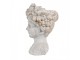 Šedý antik cementový květináč hlava ženy s květy S - 14*14*22 cm Clayre & Eef