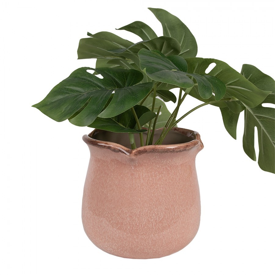Růžový keramický obal na květináč s vlnitým okrajem L - Ø 16*15 cm Clayre & Eef Růžový keramický obal na květináč s vlnitým okrajem L - Ø 16*15 cm Clayre & Eef