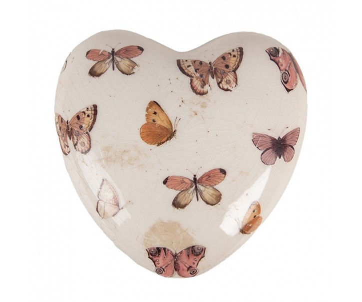 Dekorace srdce s motýlky Butterfly Paradise L - 10*10*4 cm Clayre & Eef