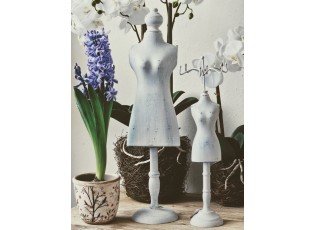 Bílý antik dřevěný stojan na šperky ve tvaru figuríny - 12*12*39 cm
