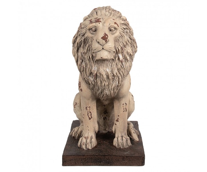 Béžová antik dekorativní socha lev Lion - 30*23*45 cm Clayre & Eef