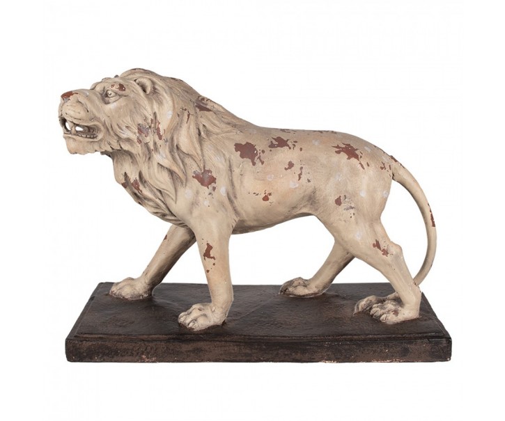 Béžová antik dekorativní socha lev Lion - 55*23*40 cm Clayre & Eef
