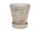 Béžový antik cementový květináč s miskou Provencal S - Ø 13*14 cm Clayre & Eef