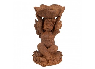Svícen dekorativní rezavá figurka anděl - 7*7*12 cm