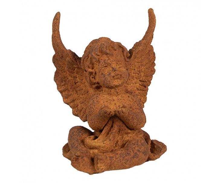 Dekorativní rezavá figurka anděl sedící - 9*8*12 cm Clayre & Eef