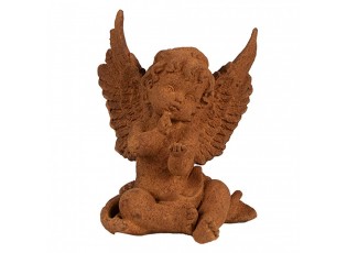 Dekorativní rezavá figurka anděl sedící - 9*8*11 cm