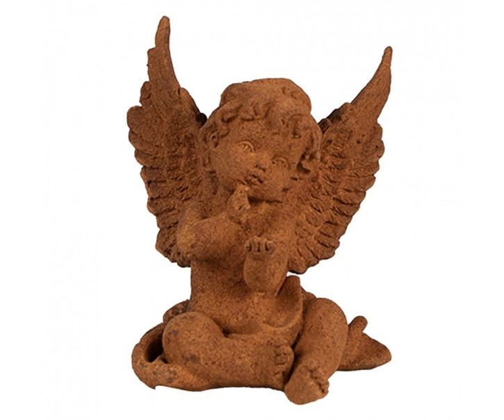 Dekorativní rezavá figurka anděl sedící - 9*8*11 cm Clayre & Eef
