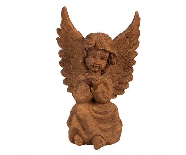Dekorativní rezavá figurka anděl sedící - 11*9*15 cm Clayre & Eef