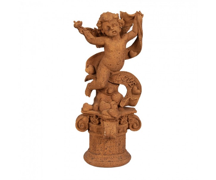 Dekorativní rezavá figurka anděl se srdci Love - 13*13*30 cm Clayre & Eef