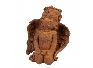 Dekorativní rezavá figurka anděl klečící - 9*7*11 cm