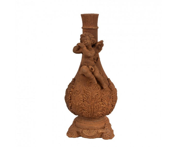 Dekorativní svícen rezavá figurka anděl - 10*10*23 cm Clayre & Eef