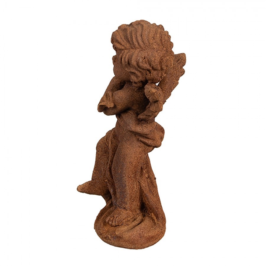 Dekorativní rezavá figurka andílek s harfou - 6*6*14 cm Clayre & Eef Dekorativní rezavá figurka andílek s harfou - 6*6*14 cm Clayre & Eef