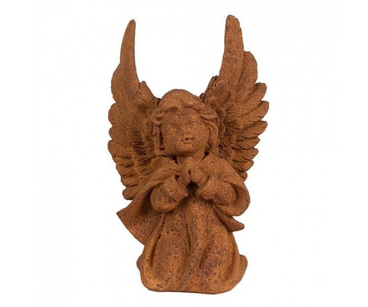 Dekorativní rezavá figurka anděl modlící - 13*8*19 cm Clayre & Eef
