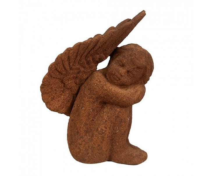 Dekorativní rezavá figurka anděl sedící - 11*7*15 cm Clayre & Eef