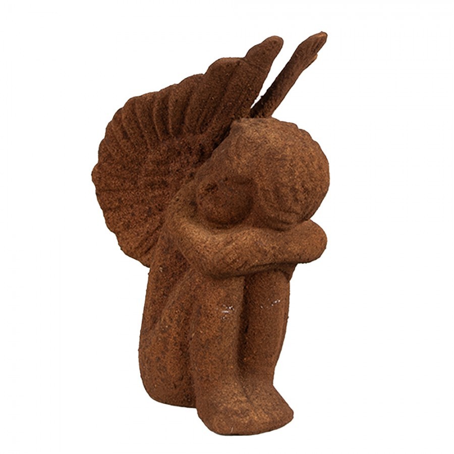 Dekorativní rezavá figurka anděl sedící - 11*7*15 cm Clayre & Eef Dekorativní rezavá figurka anděl sedící - 11*7*15 cm Clayre & Eef