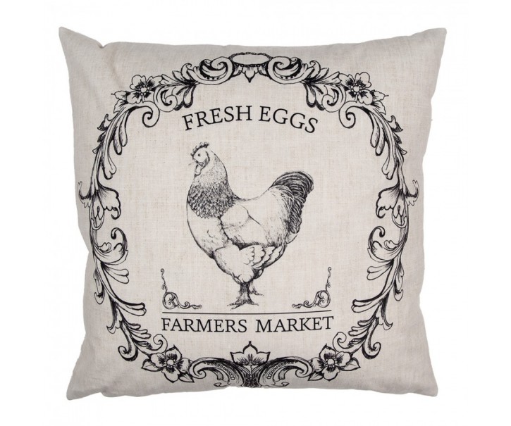 Povlak na polštář se slepičkou Fresh Eggs - 45*45cm Clayre & Eef