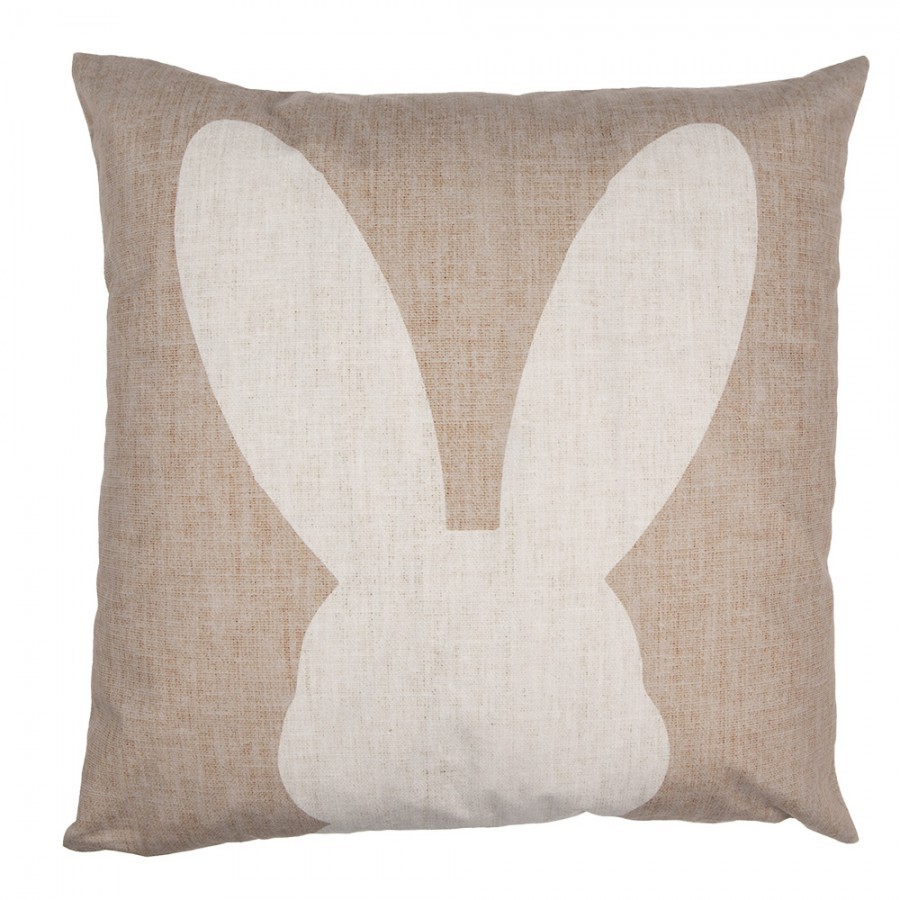 Béžový povlak na polštář s hlavou králíčka - 45*45cm Clayre & Eef Béžový povlak na polštář s hlavou králíčka - 45*45cm Clayre & Eef