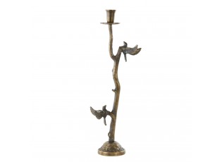 Bronzový antik kovový svícen s ptáčky Bird antique - 18*10*50 cm