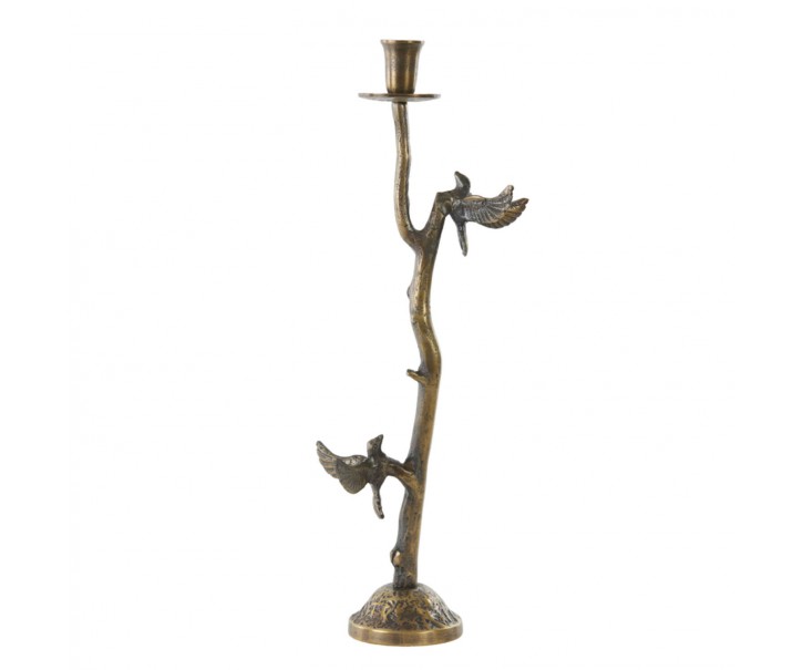 Bronzový antik kovový svícen s ptáčky Bird antique - 18*10*50 cm Light & Living
