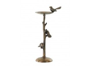 Bronzový antik kovový svícen s ptáčky Bird antique - 17*11*34 cm