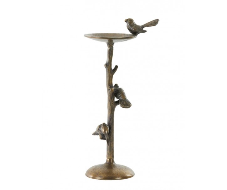 Bronzový antik kovový svícen s ptáčky Bird antique - 17*11*34 cm Light & Living