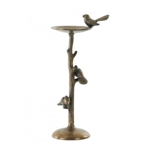 Bronzový antik kovový svícen s ptáčky Bird antique - 17*11*34 cm