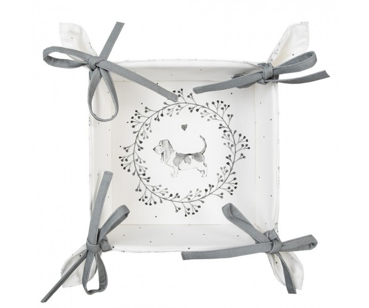 Textilní košík na pečivo s pejsky Lovely Grey Dogs - 35*35*8 cm Clayre & Eef