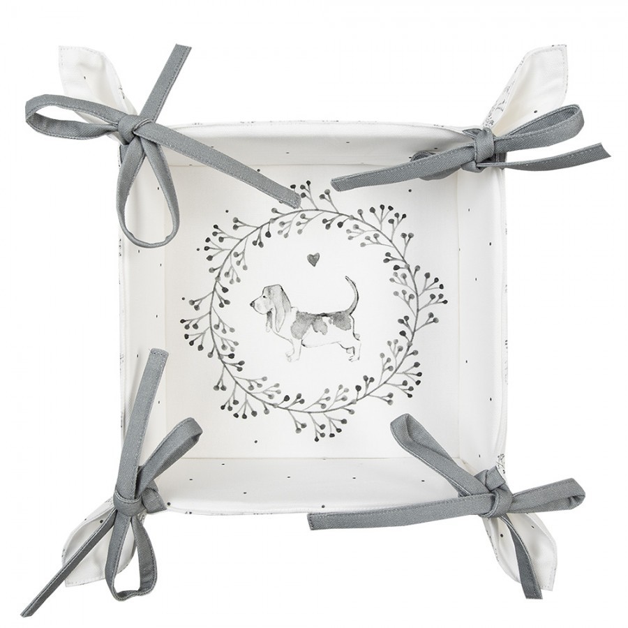 Textilní košík na pečivo s pejsky Lovely Grey Dogs - 35*35*8 cm