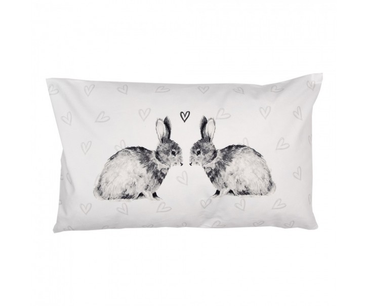 Povlak na polštář s motivem králíčků a srdíček Bunnies in Love - 30*50 cm Clayre & Eef
