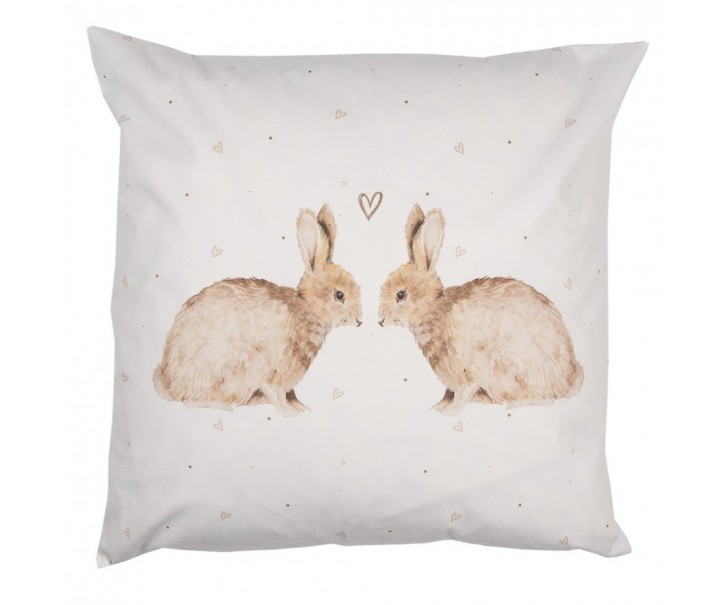 Povlak na polštář s motivem králíčků a srdíček Bunnies in Love - 45*45 cm Clayre & Eef