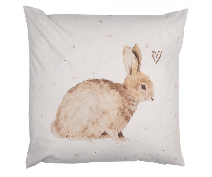 Povlak na polštář s motivem králíčka a srdíček Bunnies in Love - 45*45 cm Clayre & Eef