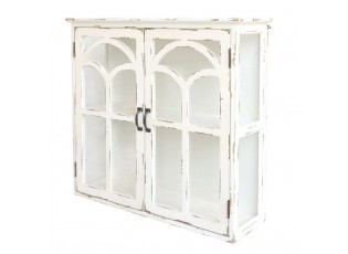 Krémová antik nástěnná dřevěná skříňka s dvířky Old Satin - 70*20*62 cm