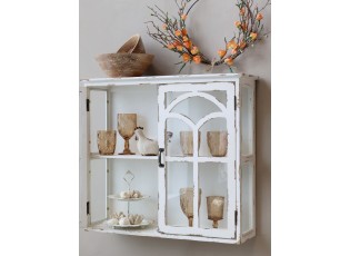 Krémová antik nástěnná dřevěná skříňka s dvířky Old Satin - 70*20*62 cm