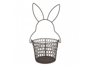 Hnědý drátěný dekorační košík králík Bunny - Ø 15*34 cm