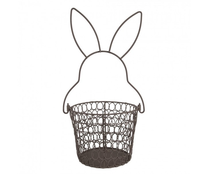 Hnědý drátěný dekorační košík králík Bunny - Ø 15*34 cm