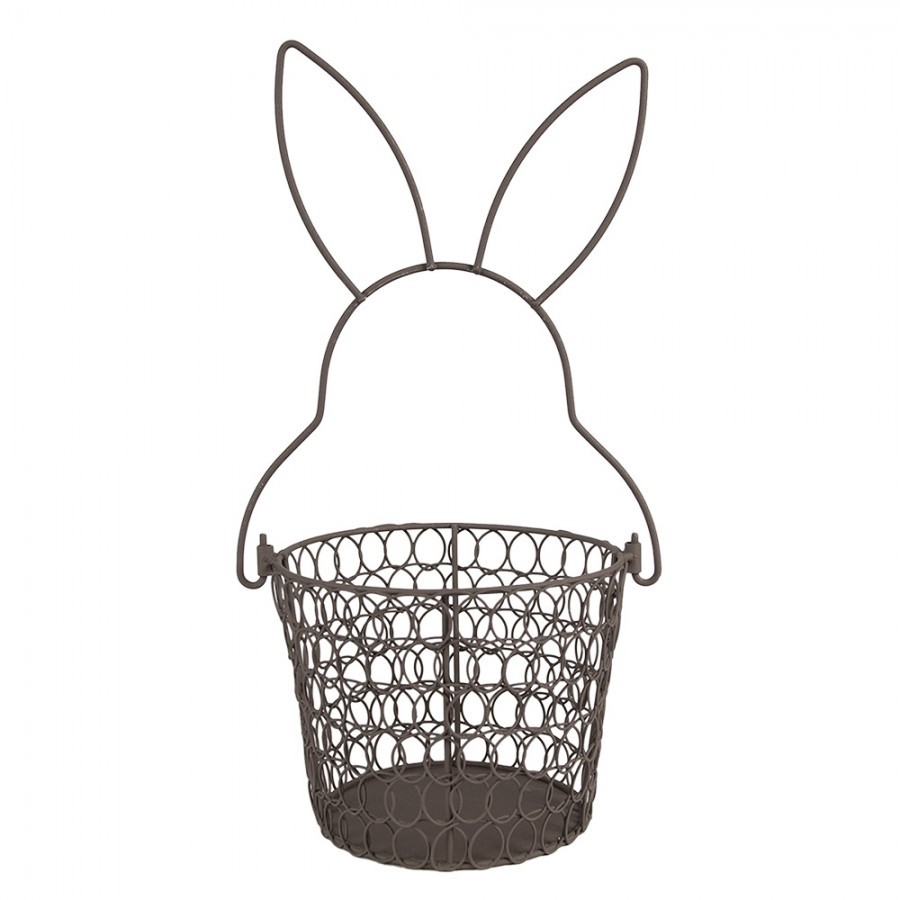 Hnědý drátěný dekorační košík králík Bunny - Ø 15*34 cm