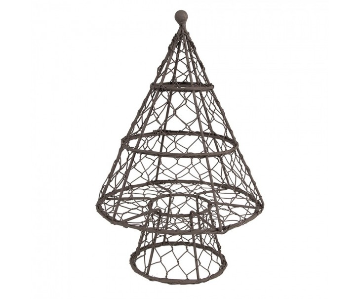 Hnědá drátěná dekorace vánoční stromeček - Ø 21*33 cm Clayre & Eef
