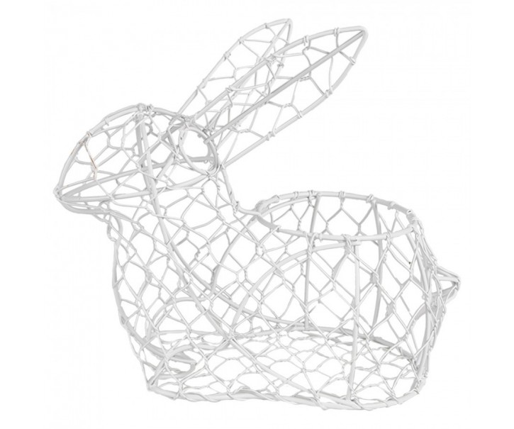 Bílý drátěný dekorační košík králík Bunny M - 25*13*22 cm Clayre & Eef
